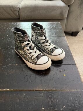 Converse High Top Sneakers - Black with Silver Glitter